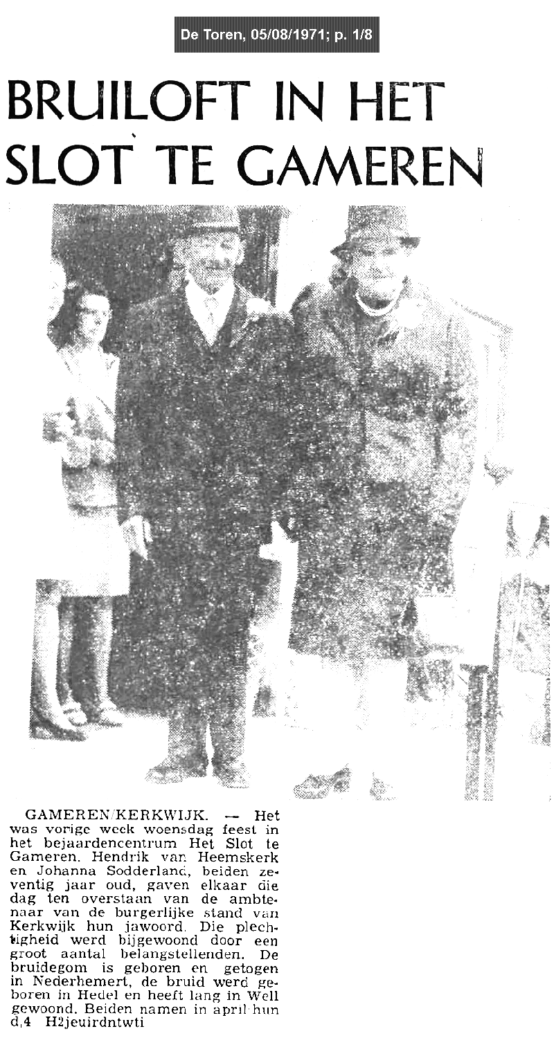 19710805 huwber Heemskerk - Sodderland